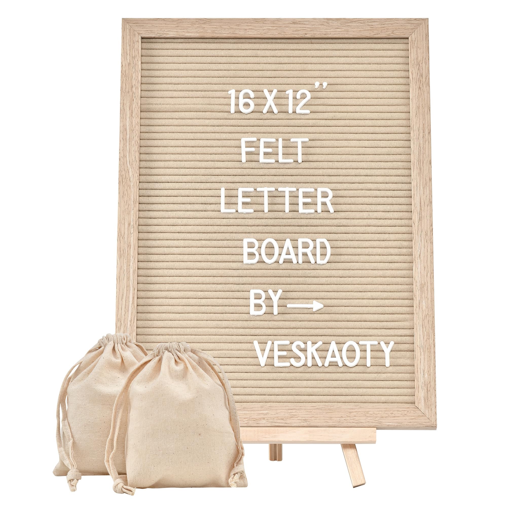 Felt Letter Board with 402 Letters, Numbers & Symbols - 12 x 16 inch Large Changeable Message Board with Wooden Frame Wall Mount Hook, 2 Canvas Bags,