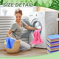 Vista 6 de Preboun Paquete de 300 paños de limpieza de microfibra de 12 x 16 pulgadas, multiusos, reutilizables, lavables, toallas absorbentes para casa
