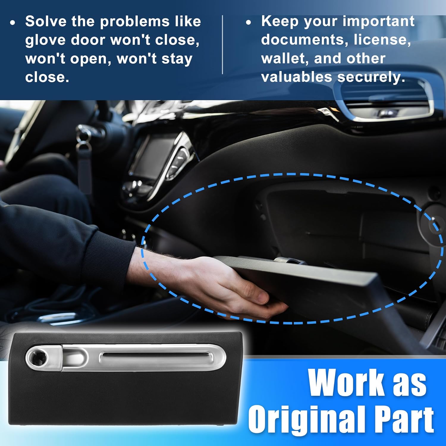 uxcell Dash Glove Box Door Lid Cover for Smart Fortwo W451 2007-2019 Glove Compartment Lid No.A4516892853/A4516800491C63U Black