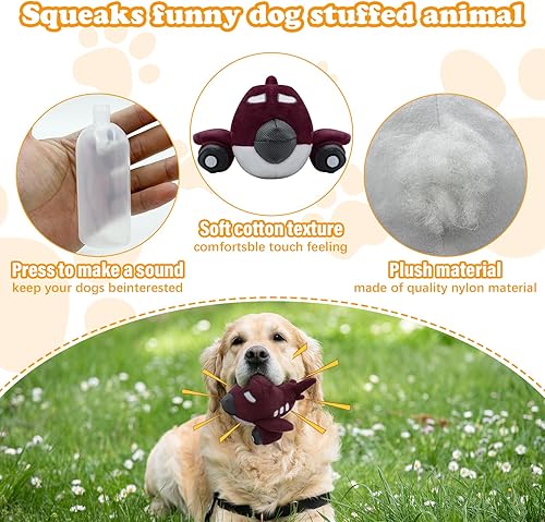 Miniatura 3 de Paquete de 2 juguetes chirriantes para perros, juguetes chirriantes para perros, forma de felpa suave, juguete para masticar, juguete interactivo