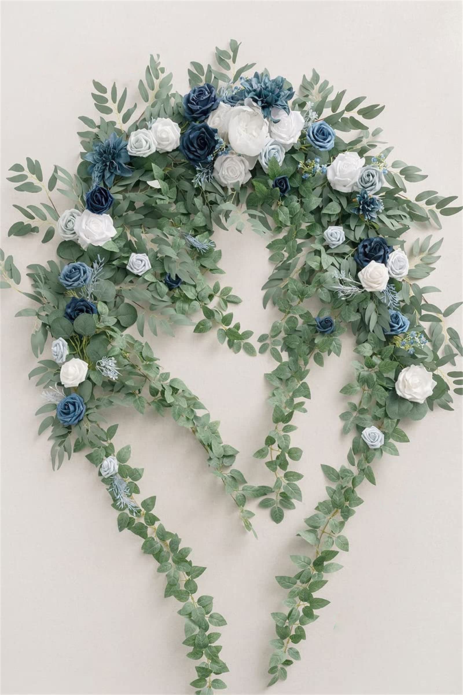 Künstliche Eukalyptus-Girlanden in Orange, romantische Hochzeitsbogen-Blumen im Boho-Stil, hängende Seidenranken-Hochzeitsgirlande mit grünen Blättern für Hochzeits-Party-Dekoration