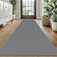 KOZYFLY 2x10 Long Runner Carpet, Washable Woven Non Slip Hallway Rug, Grey