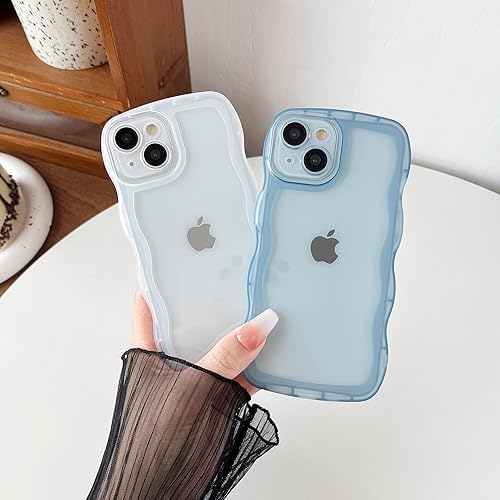 Miniatura 3 de Caseative Marco de onda rizada de color sólido transparente suave compatible con iPhone (amarillo, iPhone 14)