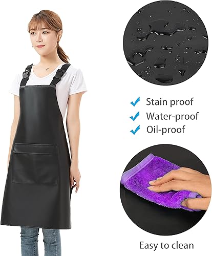 Miniatura 4 de Delantal de vinilo de goma impermeable para mujer, delantal de cocina para lavavajillas, delantal de trabajo resistente al aceite, delantal de aseo