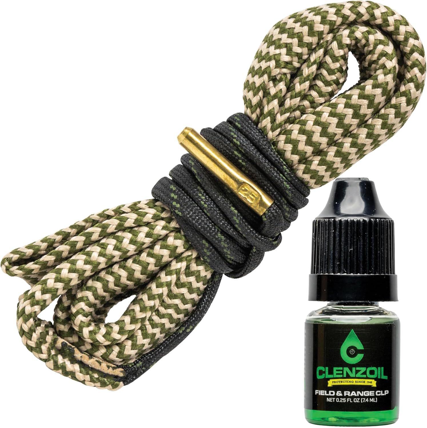 CLENZOIL Field & Range Cobra Bore Cleaner | Gun Barrel Cleaning Tool | Brass Brush Embedded in Cotton Bore Rope
