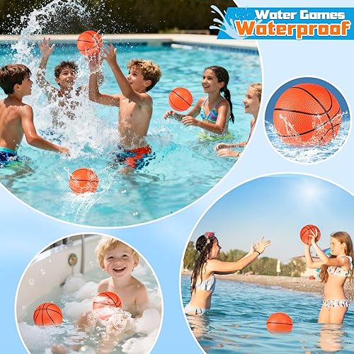 Miniatura 6 de Hymaz 36 mini pelotas de baloncesto de 4 pulgadas para niños, pelotas de baloncesto pequeñas de goma con bomba para regalos de baloncesto para