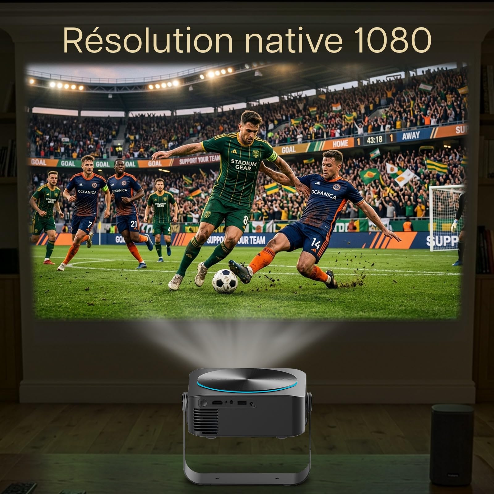 Vidéoprojecteur 1080P Full HD Compatible 4K – Projecteur Vidéo WiFi & Bluetooth – 320 ANSI, Correction Keystone Automatique, Écran 200 Pouces – pour HDMI, USB, iOS & Android – par MMOBIEL