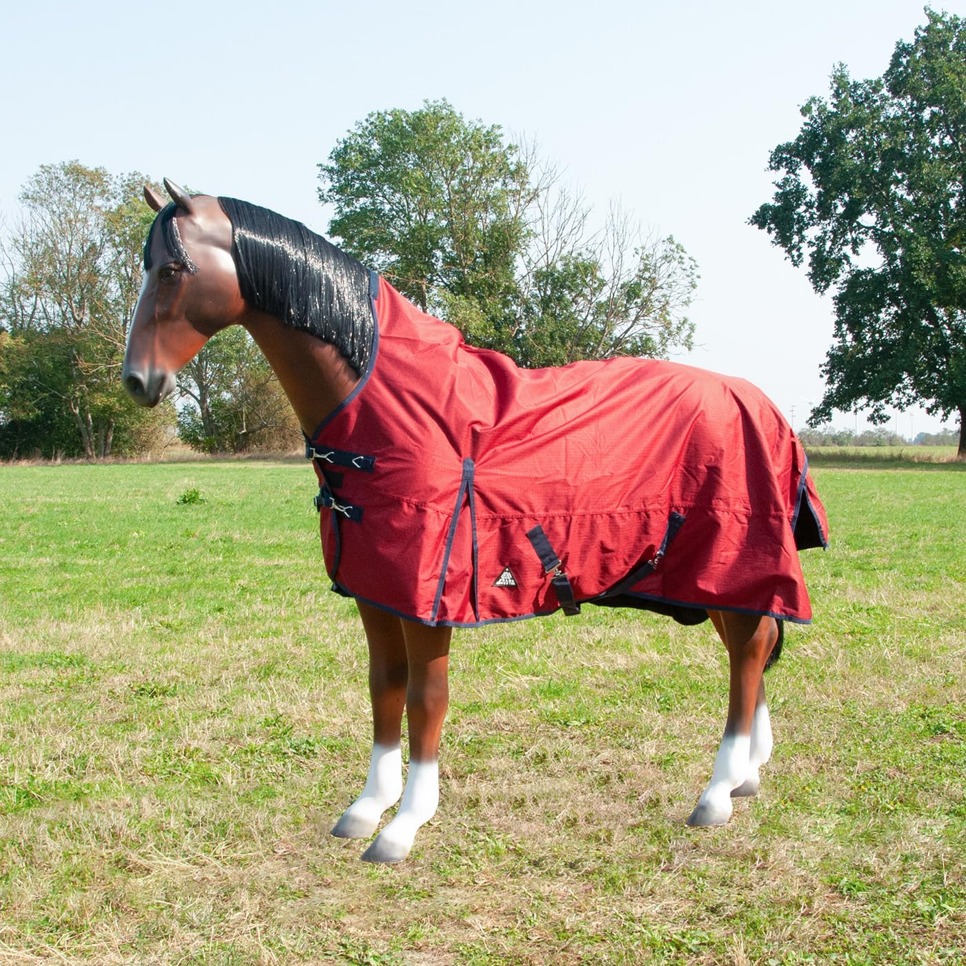 Brama-West Weidedecke Pferd Nevada - Turnout 600D - Winterdecke mit Highneck - Wasserdicht - Fleece-Futter - Farbe Rot