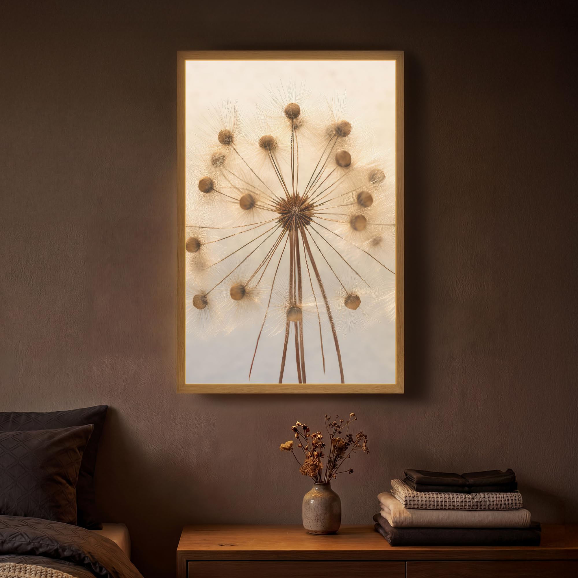 Wandlampe Innen LED Wand Lampe 40x60 cm Aufladbar Wandlichter Dimmbar Wandlampen Schlafzimmer Beleuchtung Leuchte Indoor Wall Light Blumen - Braun - Pflanzen - Botanisch