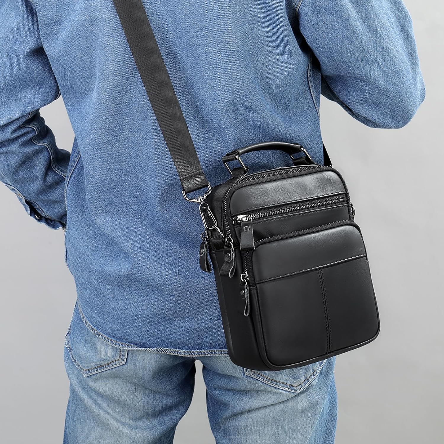NIUCUNZH Leather Mens Crossbody Bag Man Purse for Men Small Shoulder Bags Mini Messenger Bag