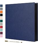 Spbapr Grand album de photo autocollant Linge Cover Magnétique Scrapbook Album DIY Ouvrages en ferraille 60 Pages collantes noires pour 3x5 4x6 5x7 8x10 Photos avec un stylo en métal