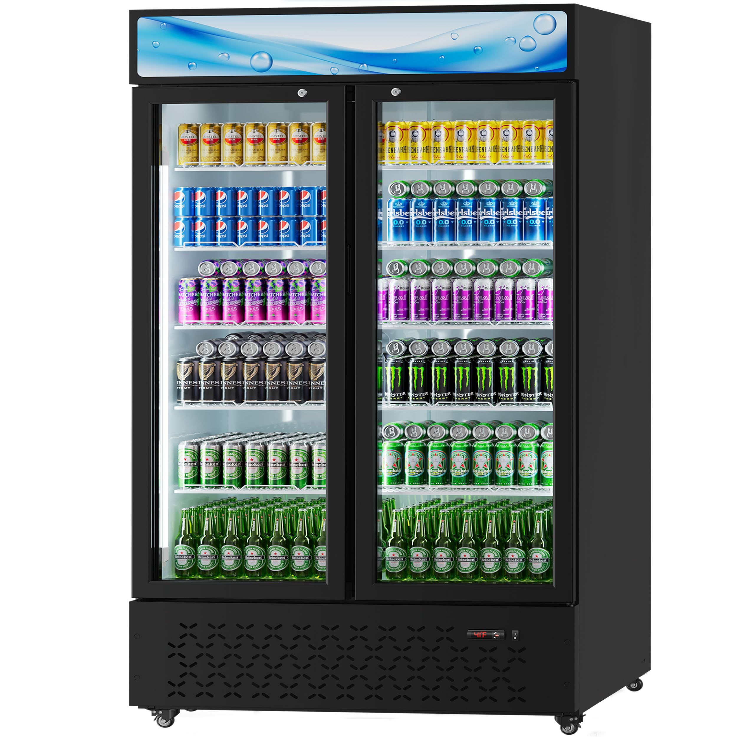 Photo 1 of Beverage Cooler Commercial Refrigerator 40.3 Cu.Ft. Glass Door Display Refrigerator with LED Light, Shelves, Display 10 Commercial Beverage Refrigeratorfor Restaurant Cafe Bar Store (40.3 Cu.Ft.) (minor dents)