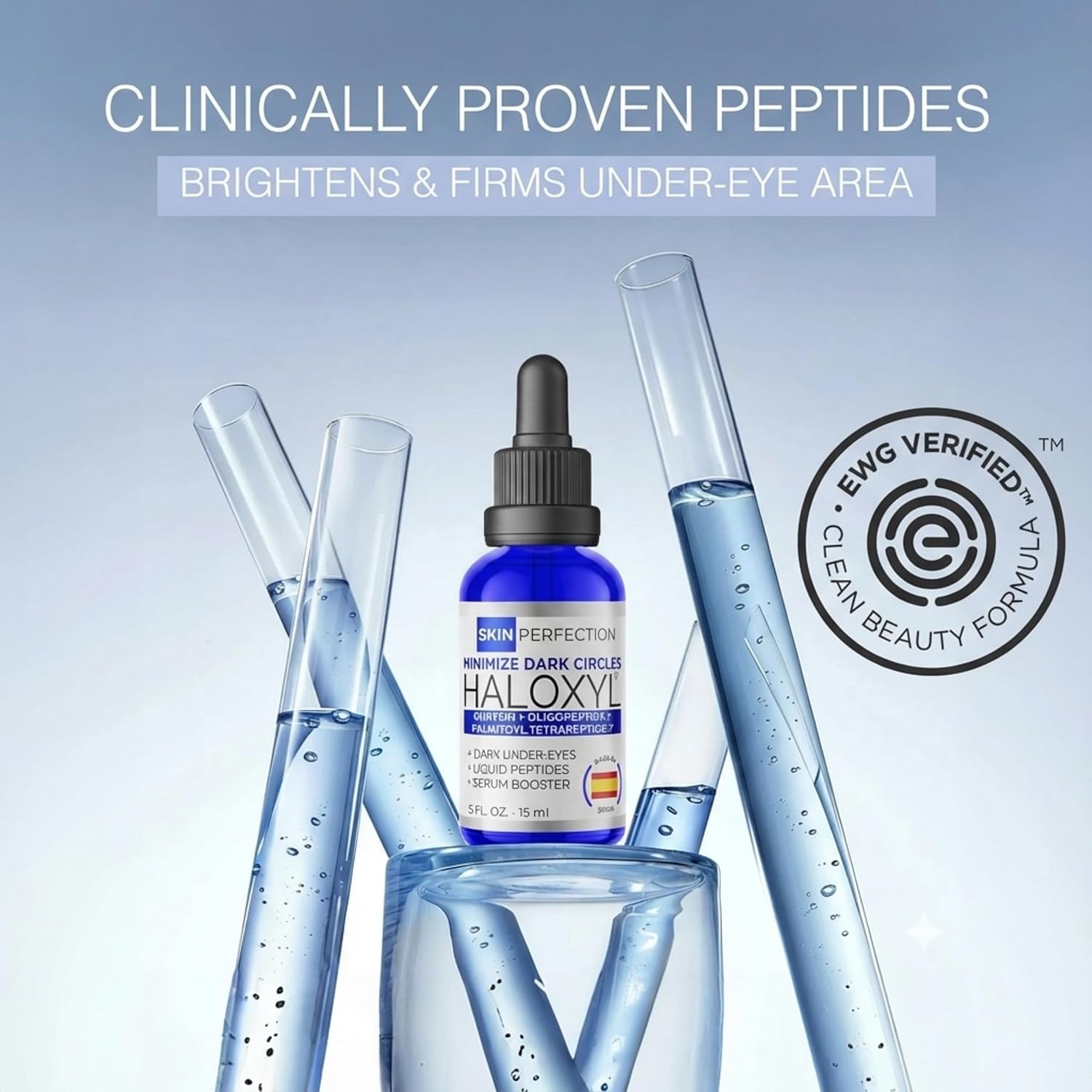 Skin Perfection Haloxyl Anti-aging Under-eye Diy Serum Booster Peptides for Dark Circles, Discolorations Blue Passion Flower .5 Oz, 300 Drops