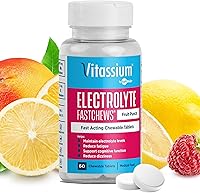 Vista 9 de Vitassium FastChews con electrolitos para reposición de sodio y potasio, botella de 60 comprimidos FastChews, uva