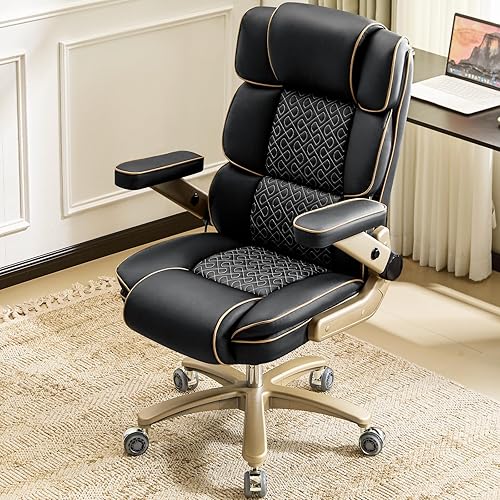 Miniatura 8 de Silla de oficina grande y alta de 500 libras, silla de cuero resistente con reposabrazos 5D, asiento cómodo, silla de oficina ejecutiva con respaldo