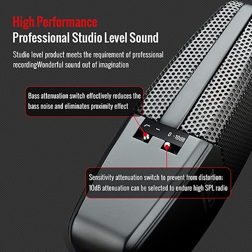 Miniatura 3 de TAKSTAR Micrófono de condensador XLR con diafragma grande de 1.339 in, TAK55 tres patrones polares y ajuste de ganancia, micrófono de estudio