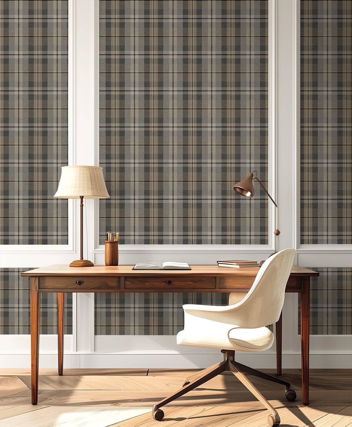 NextWall Harry & Grace Thornbury Tailored Plaid Peel and Stick Wallpaper (Cliffside)