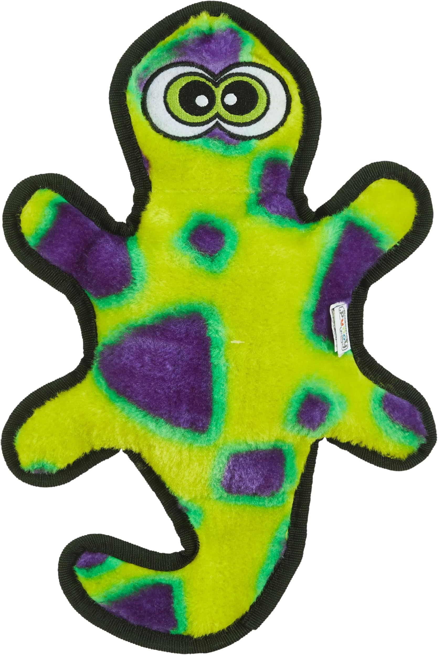 Durablez Medium Gecko Stuffing-Free Squeaky Plush Dog Toy for Puppies & Dogs - Interactive, Soft Yet Tough, No Mess, Jumbo Squeaker, Long-Lasting Play, 13.75 inch, Multicolor