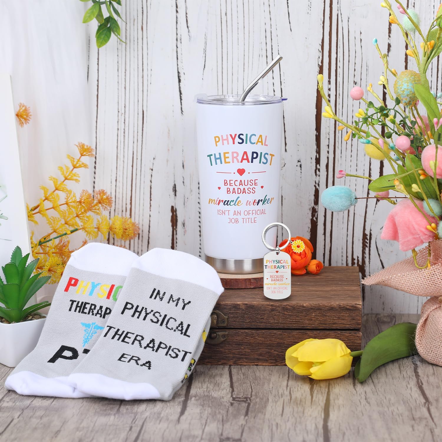 3 Pcs Physical Therapy Gifts Set, 20 oz Tumbler Keychain Stockings Gifts Set for PT, Thank You Appreciation Gift Box for Physical Therapist Women Man Coworker Christmas Birthday Gift - Image 2