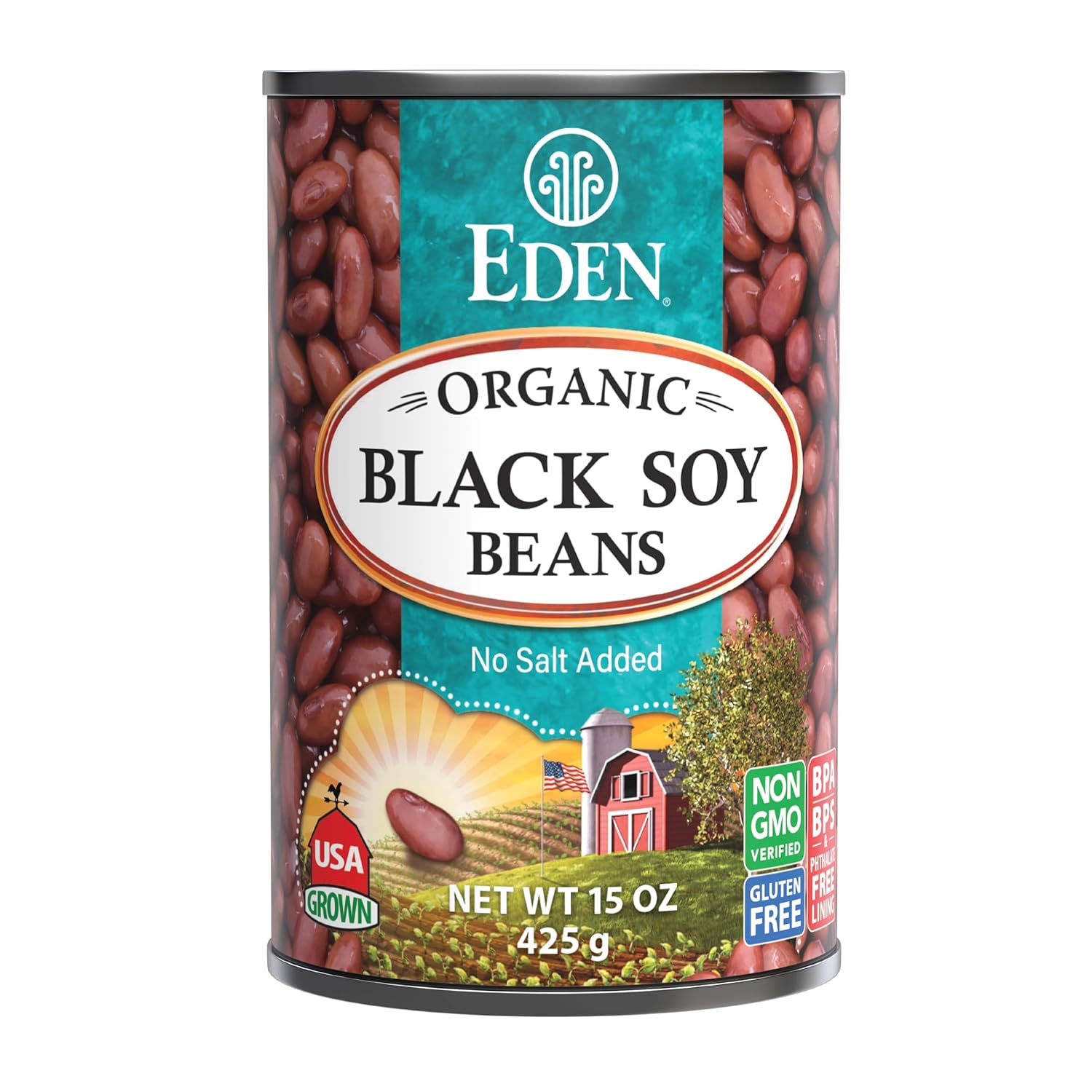 Eden Organic Black Soy Beans, No Salt Added, 15-Ounce Cans (Pack of 12)