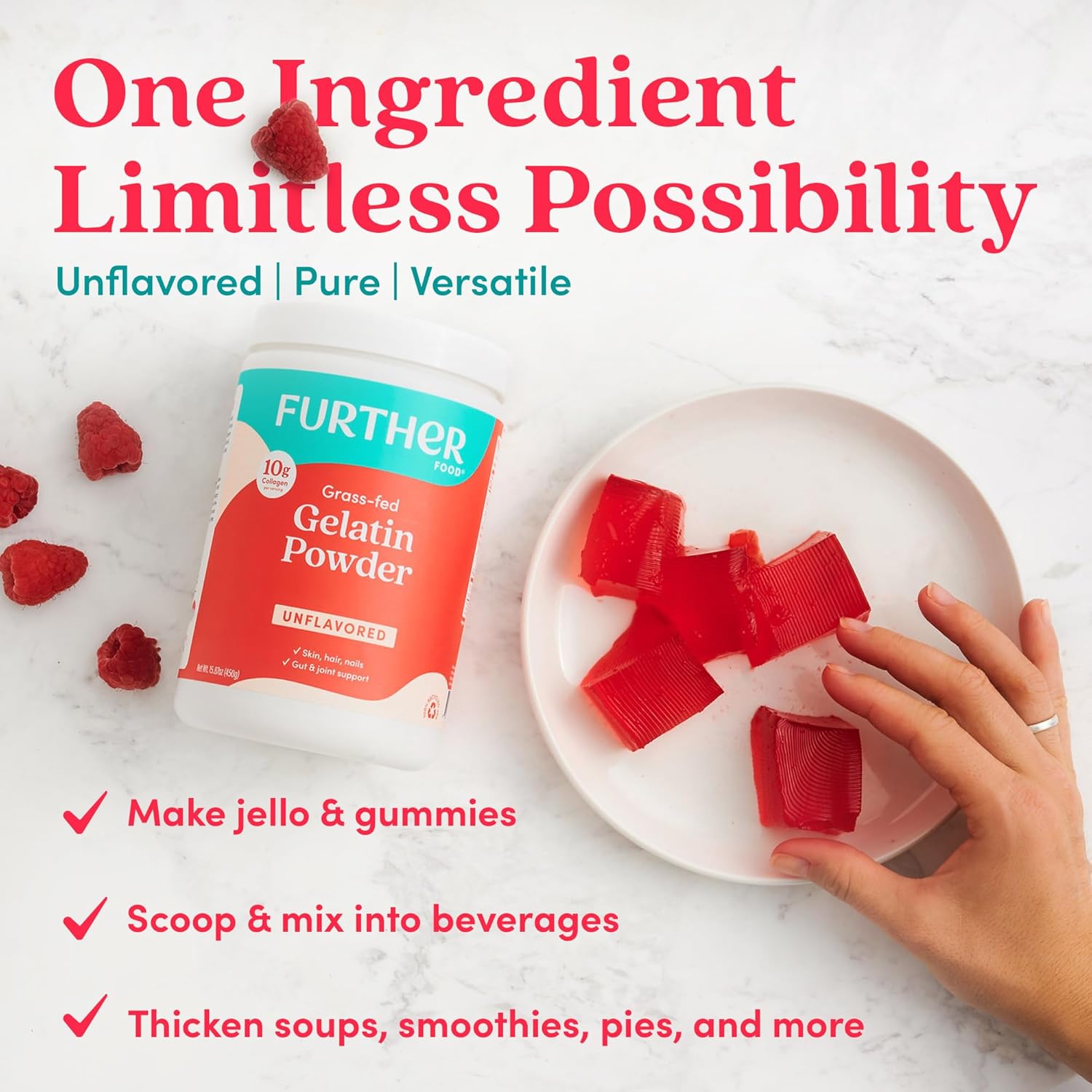 Further Food Premium Gelatin Powder – Unflavored, Grass-Fed & Pasture-Raised Beef Hide, Non-GMO, Sugar-Free, Keto & Paleo Friendly, 15.87 oz - Image 6