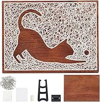 INFUNLY Cat String Art DIY Kit - Pre-Punched Wooden Board, Beginner Craft for Cat Lovers, Handmade Wall Art Home Decor