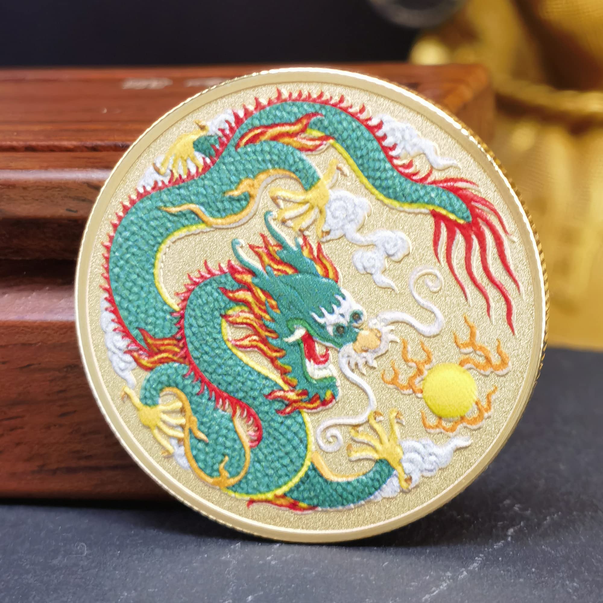 Amazon.com: Soaring Azure Chinese Dragon Lucky Coin