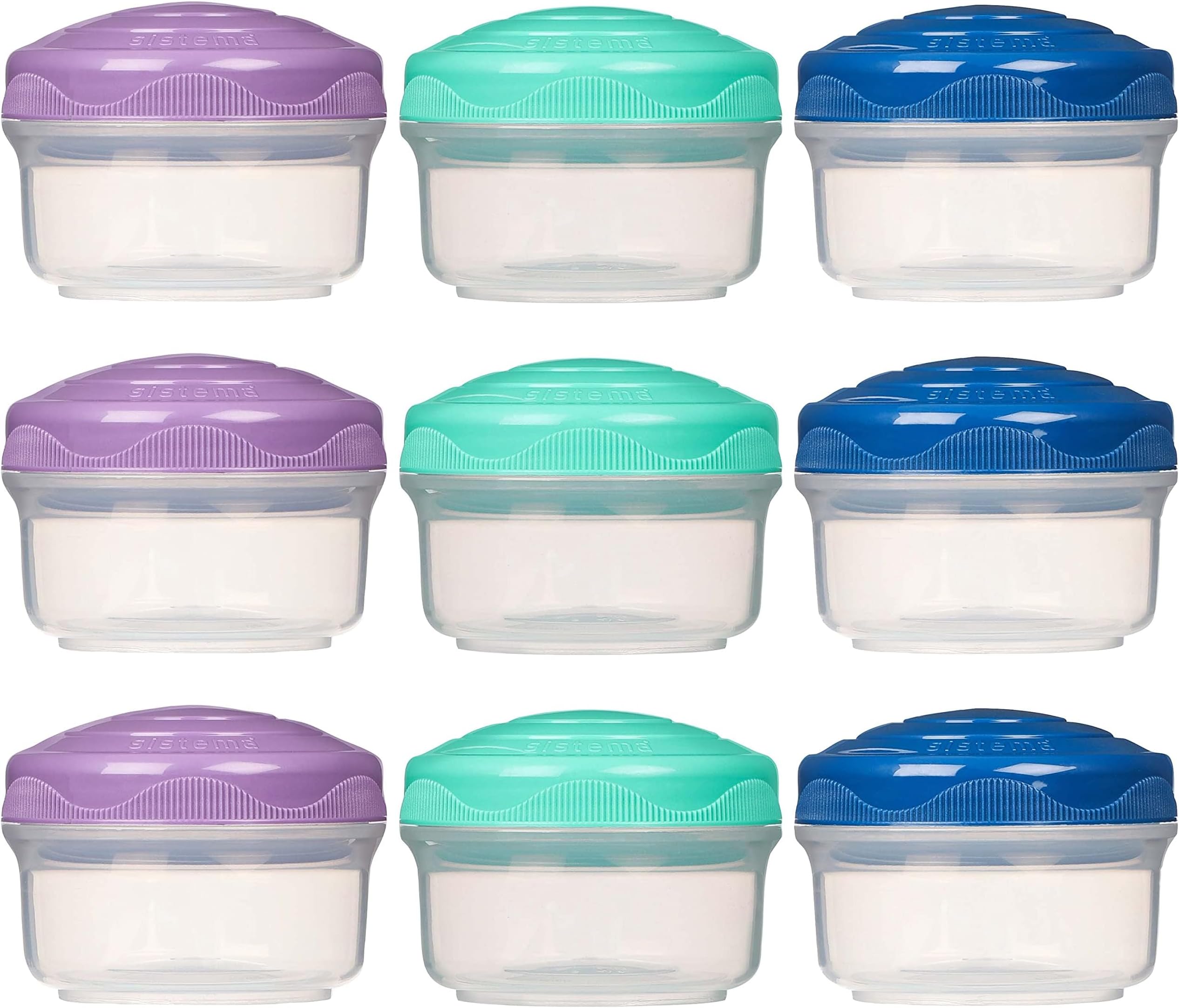 Sistema TO GO Mini Bites Snack Pots | 130 ml | Stackable Snack Boxes with Lids | BPA-Free | 9 Count