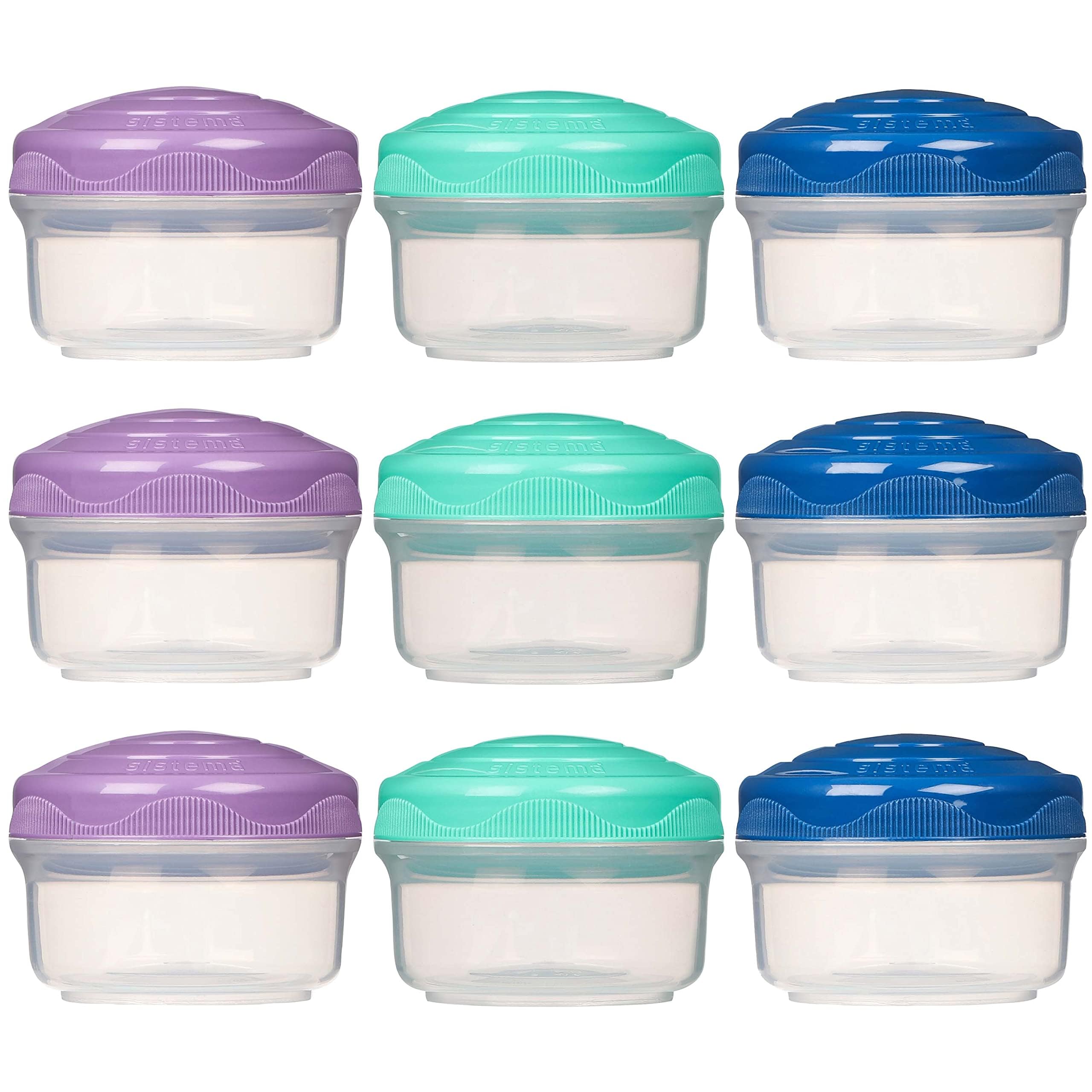 Sistema Snack Pots Mini Bites TO GO Frischhaltedosen | 130 ml | stapelbare Snack-Boxen mit Deckel | BPA-frei | 9 Stück