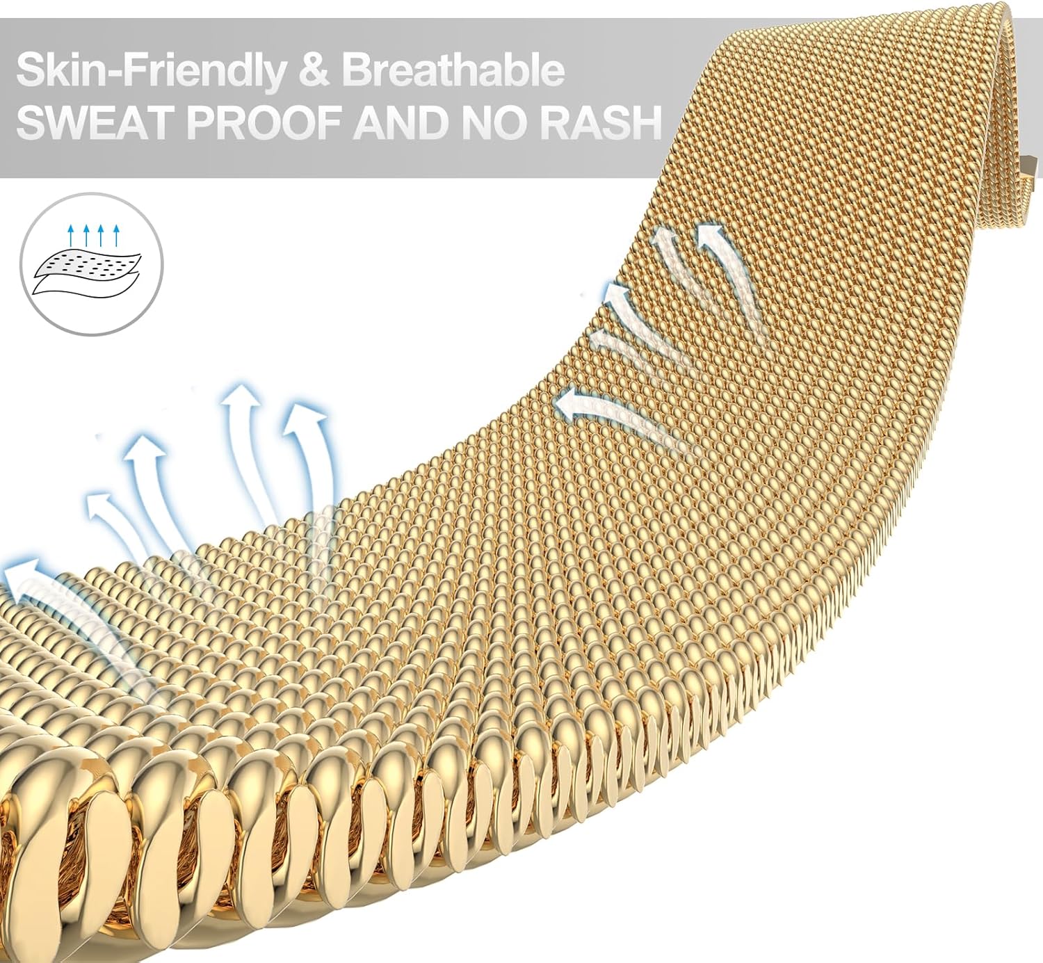 EPULY Compatible with Apple Watch Band 44mm 45mm 46mm Series 10 11 49mm, Stainless Steel Mesh Loop Magnetic Clasp Bands for iWatch Series 9 8 7 6 5 4 Ultra SE3 2 Women Men - 49/46/45/44mm Gloden - Image 3