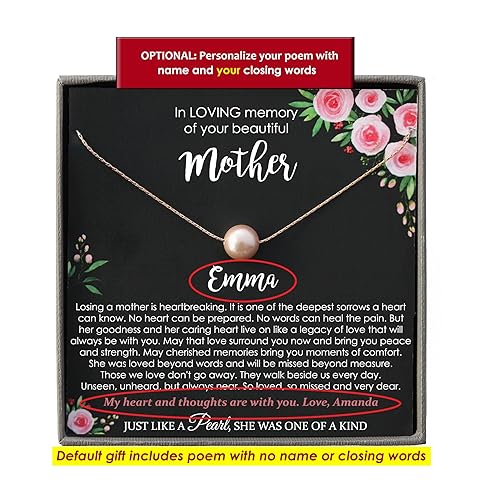 Miniatura 8 de Personalized Memorial Gifts for Loss of Mother, Single Pearl Necklace with Meaningful Message, 14K Rose or Yellow Gold Filled or Sterling Silver