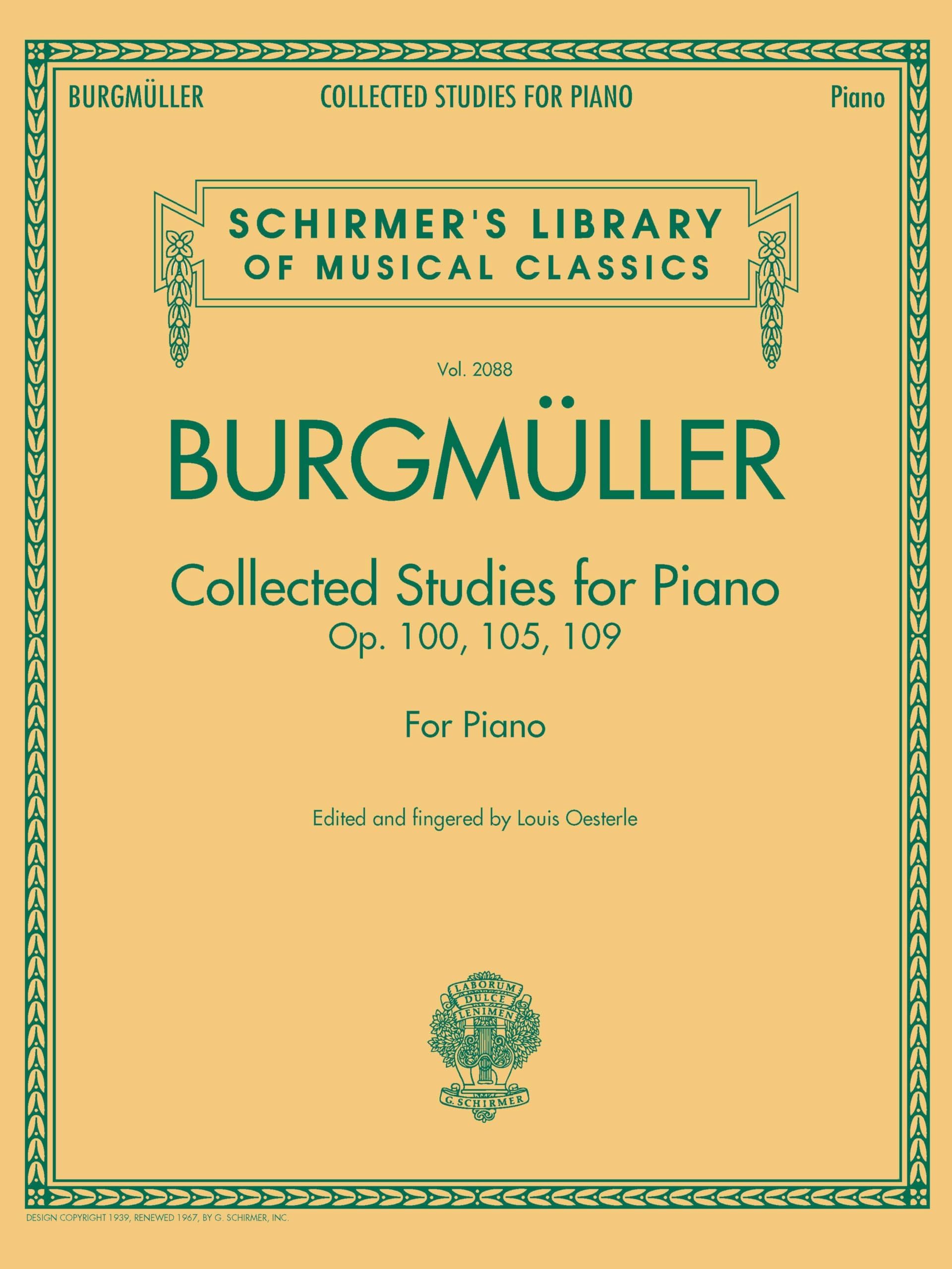 Burgmuller: Collected Studies for Piano | Intermediate Technique and Etude Collection | Op 100 Op 105 Op 109 Complete Training | Classical Piano ... Book (Schirmer's Library of Musical Classics)