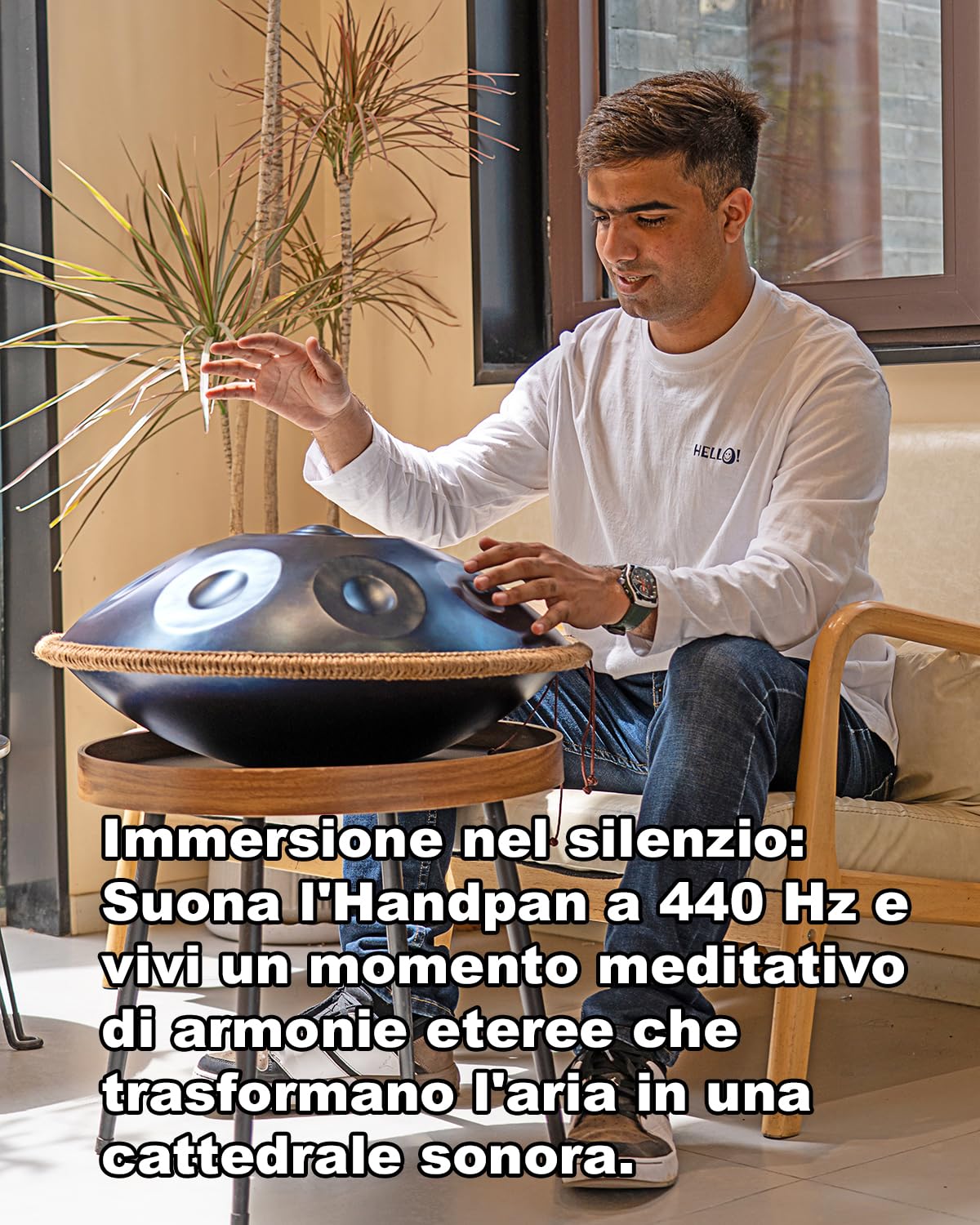 Instrument ręczny ręczny 22 cale (55 cm) Handpan 10 notatek, 440 Hz D Minor Hand pan Music, generates Meditation Sounds with Steel Drum, Idealny profesjonalny bęben ręczny dla początkujących