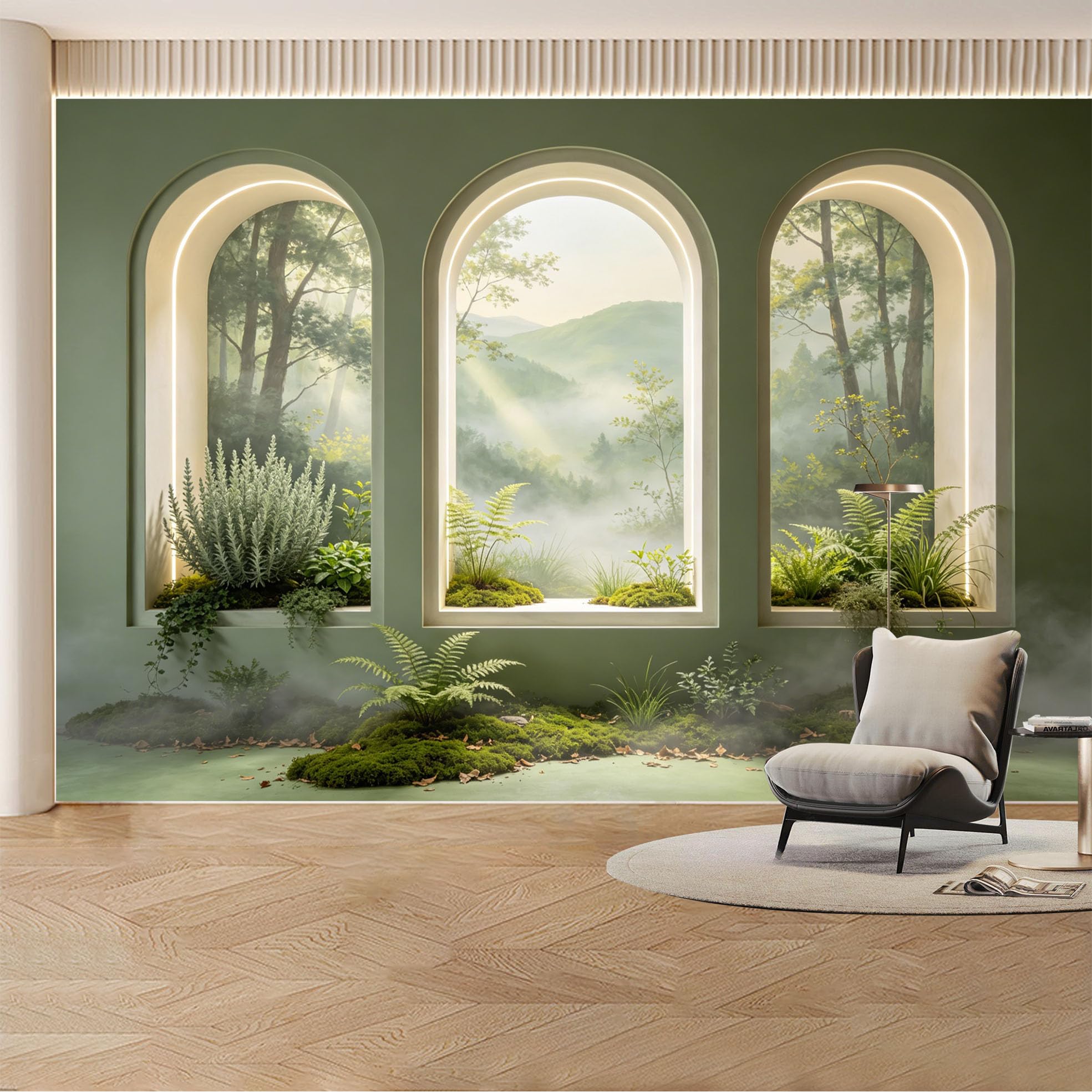 Custom Wall Mural Wallpaper Northern Lights Forest Lake Removable SelfAdhesive Large Photo for Living Room， Bedroom， Office