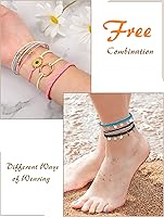 Vista 4 de Hicarer 21 pulseras de olas surfistas ajustables e impermeables hechas a mano para la amistad, joyería para mujer