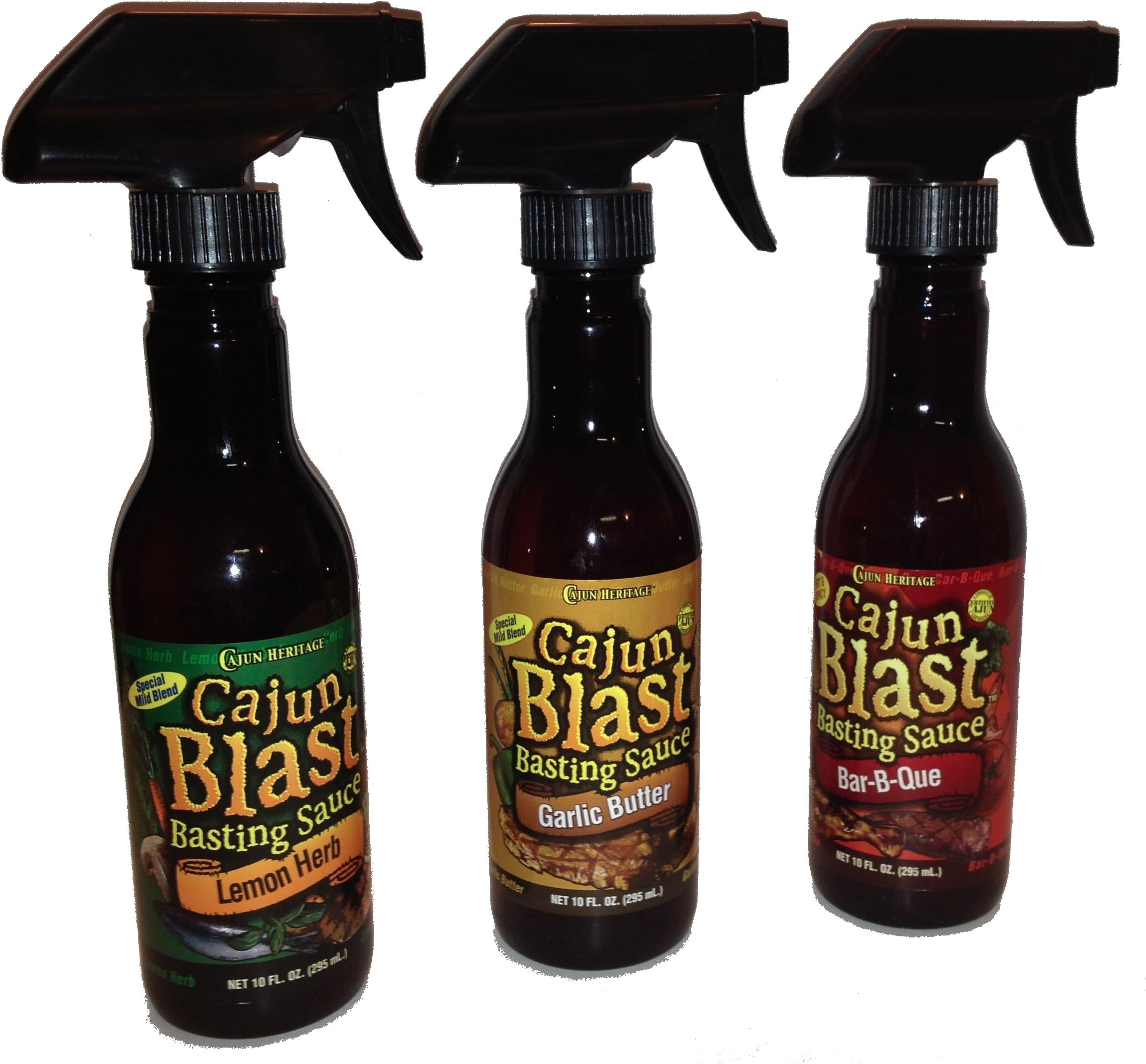 Basting Sauce Bundle - 1 each of Garlic Butter, Lemon Herb and Hot and Spicy Bar-B-Que Basting Sauces, 10 Fluid Ounces each (3 Spray Bottles, 30 Fluid Ounces Total)