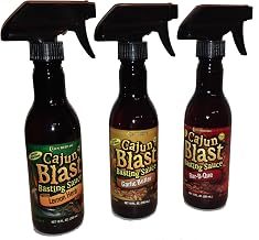 Cajun Blast Basting Sauce Bundle - 1 each of Garlic Butter, Lemon Herb and Hot and Spicy Bar-B-Que Basting Sauces, 10 Fluid Ounces each (3 Spray Bottles, 30 Fluid Ounces Total)