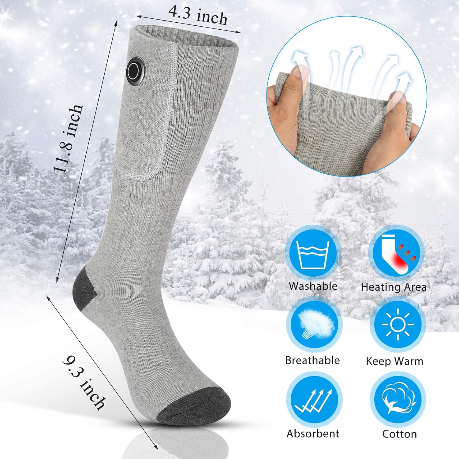 Heated Socks,Heated Socks for Men Women,2020 Upgraded Rechargeable Electric Socks with 2000mAh,Electric Cold Foot Washable Warmers for Motorcycle Cycling Camping Outdoor(Size:6-13.5): Sports & Outdoors