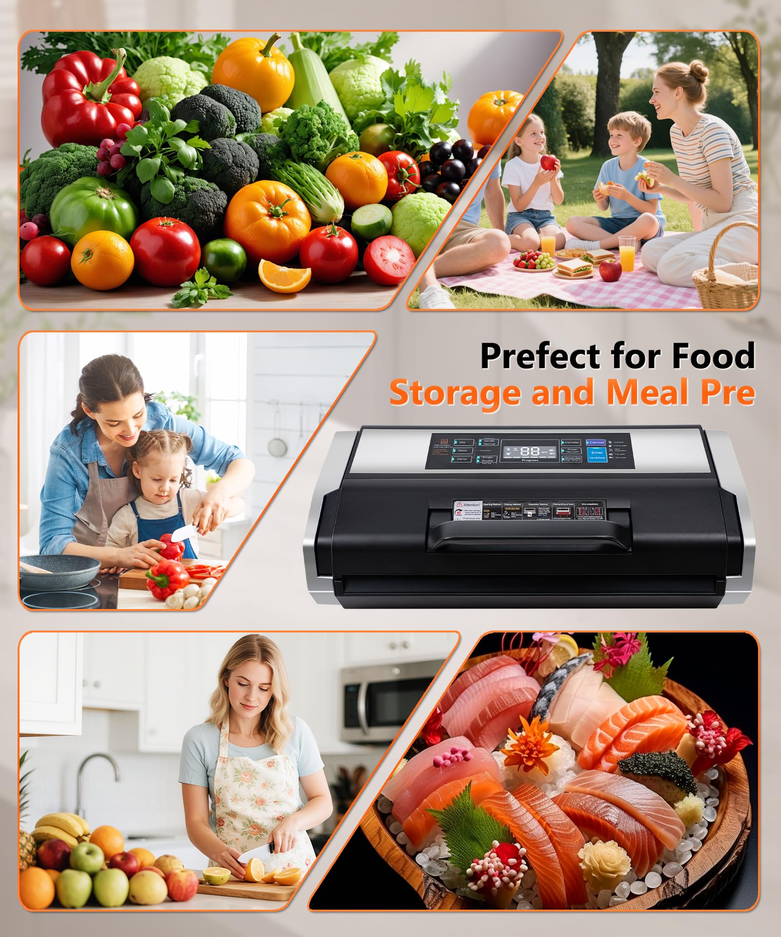 95KPa Vacuum Sealer Machine- Fully Automatic Commercial Food Sealer with 10-in-1 System — view 7