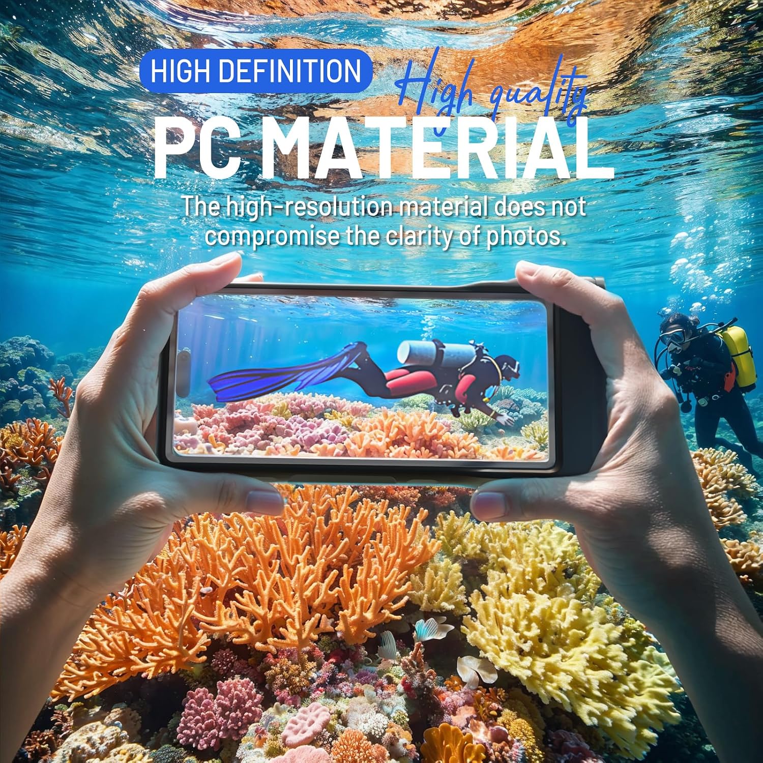 Large Floating Waterproof Phone Case with Lanyard for Snorkeling & Diving - Underwater Phone Pouch Compatible with i-Phone 16/15/14 Pro Max, Galaxy All Series, Beach and Pool Water Park (Blue)