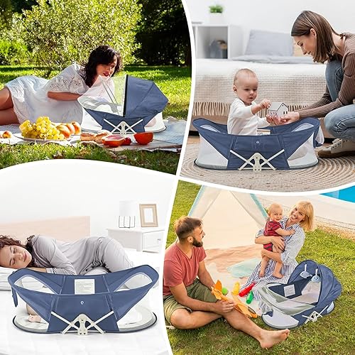 Miniatura 7 de Cuna portátil para bebé, cuna de viaje, cuna de viaje para exteriores, tumbona de bebé, cama de viaje infantil con mosquitera y toldo para