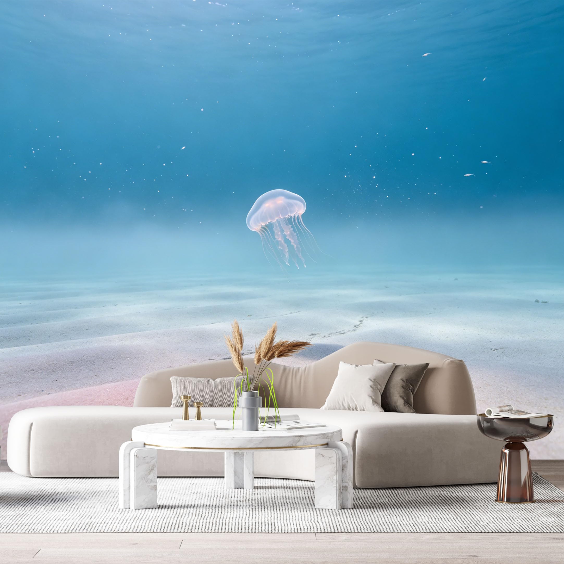 Custom Size Wall Murals Ocean Marine Jellyfish Underwater Sand SelfAdhesiveWall Fabric Removable Wallpaper Wall Decor for Living Room Bedroom Bathroom