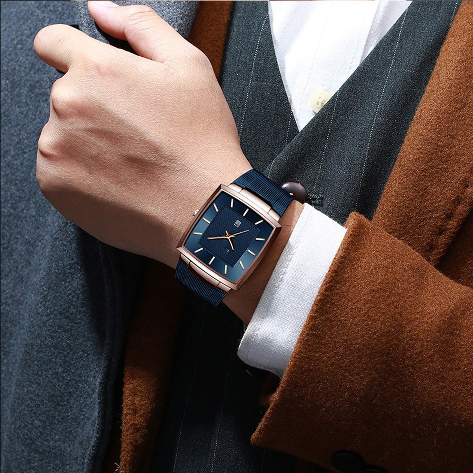 Reloj de Pulsera Reloj para Hombres Vigilantes de Cuarzo Impermeable con Fecha y Correa de Malla de Acero Inoxidable Estilo de Negocio Casual de 48 mm dial Reloj