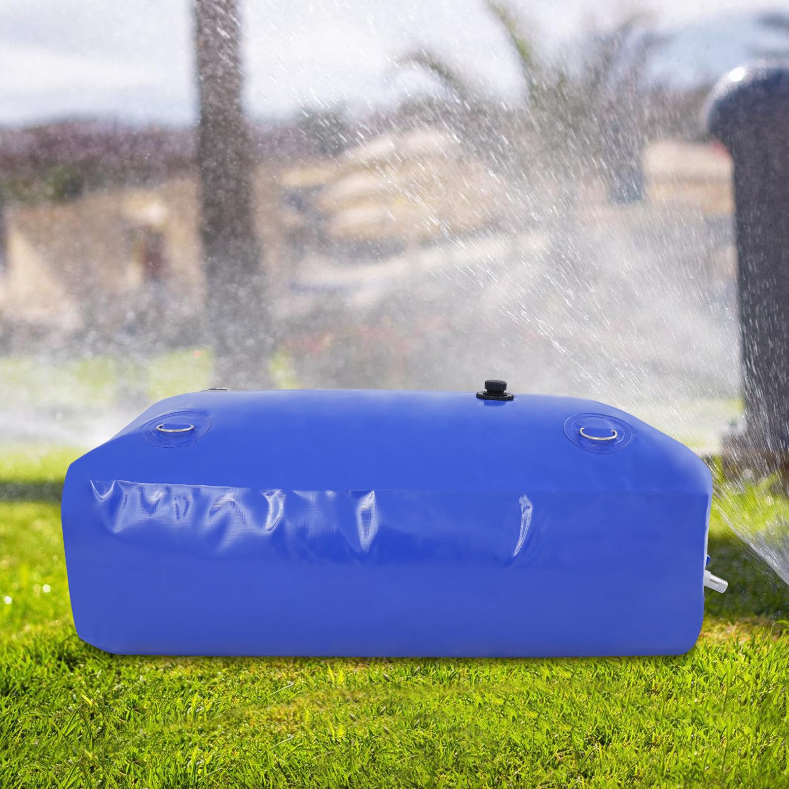Depósito de agua plegable de 240 l/63,4 galones, burbuja de agua de PVC con salida de acero inoxidable, depósito de agua plegable para uso doméstico, recolección de agua de lluvia, camping, jardín