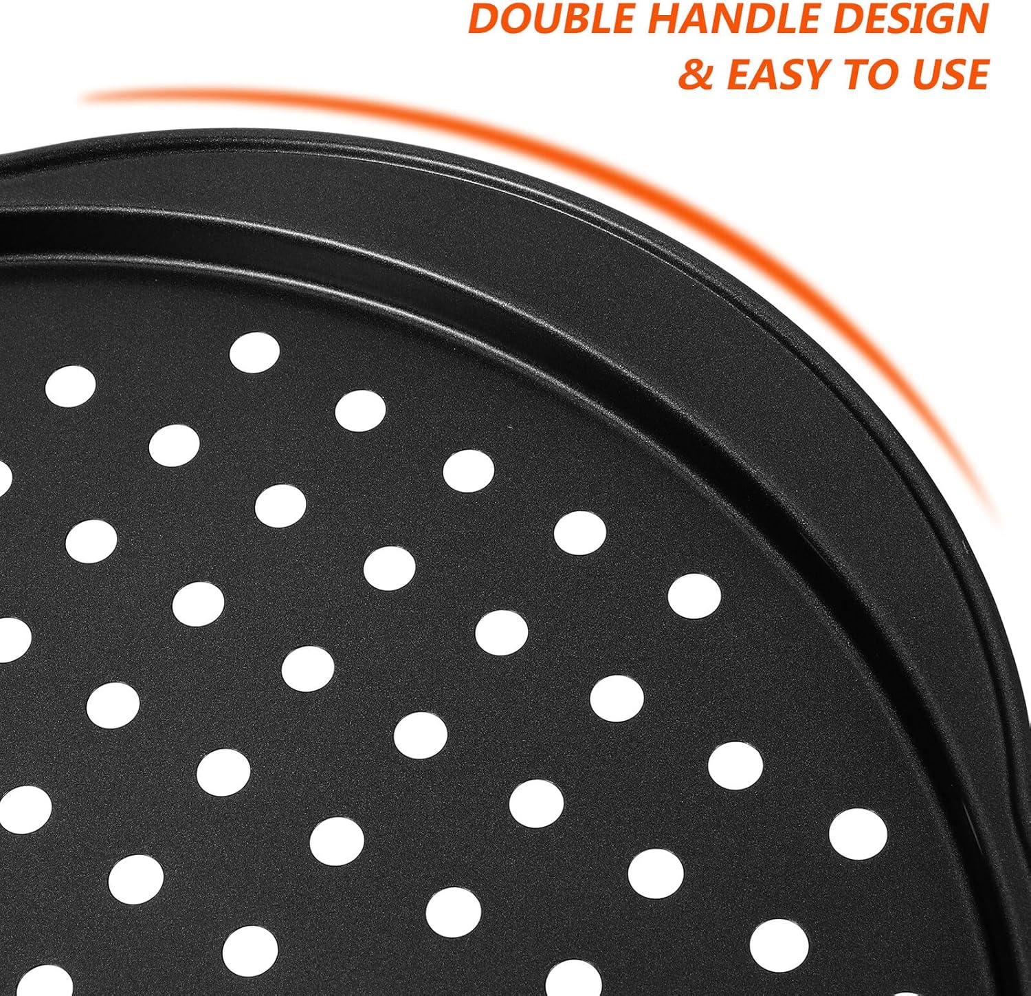 Luxshiny 4 Pcs Carbon Steel Pizza Pans with Small Holes Non-stick Perforated Baking Trays for Oven Air Circulation Easy Clean Dishwasher Safe for Home and Restaurant Use