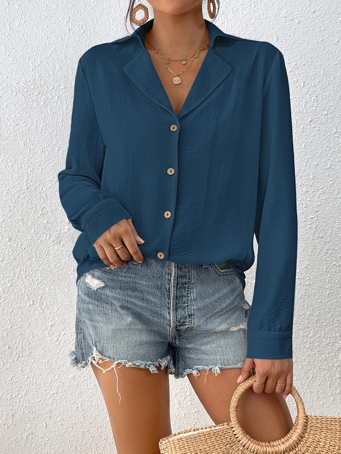 Bsubseach Swimsuit Coverup for Women Long Sleeve Bathing Suit Cover Up Blouse Button Down Shirt Dress Beach Vacation Clothes - Image 5