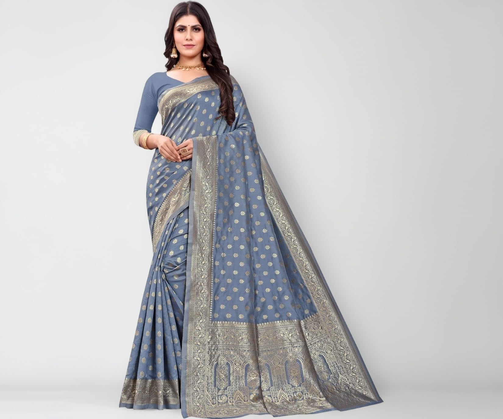 Women's Pure Kanjivaram Silk Saree Soft Design With Blouse Piece For Wedding (Pari124-51)