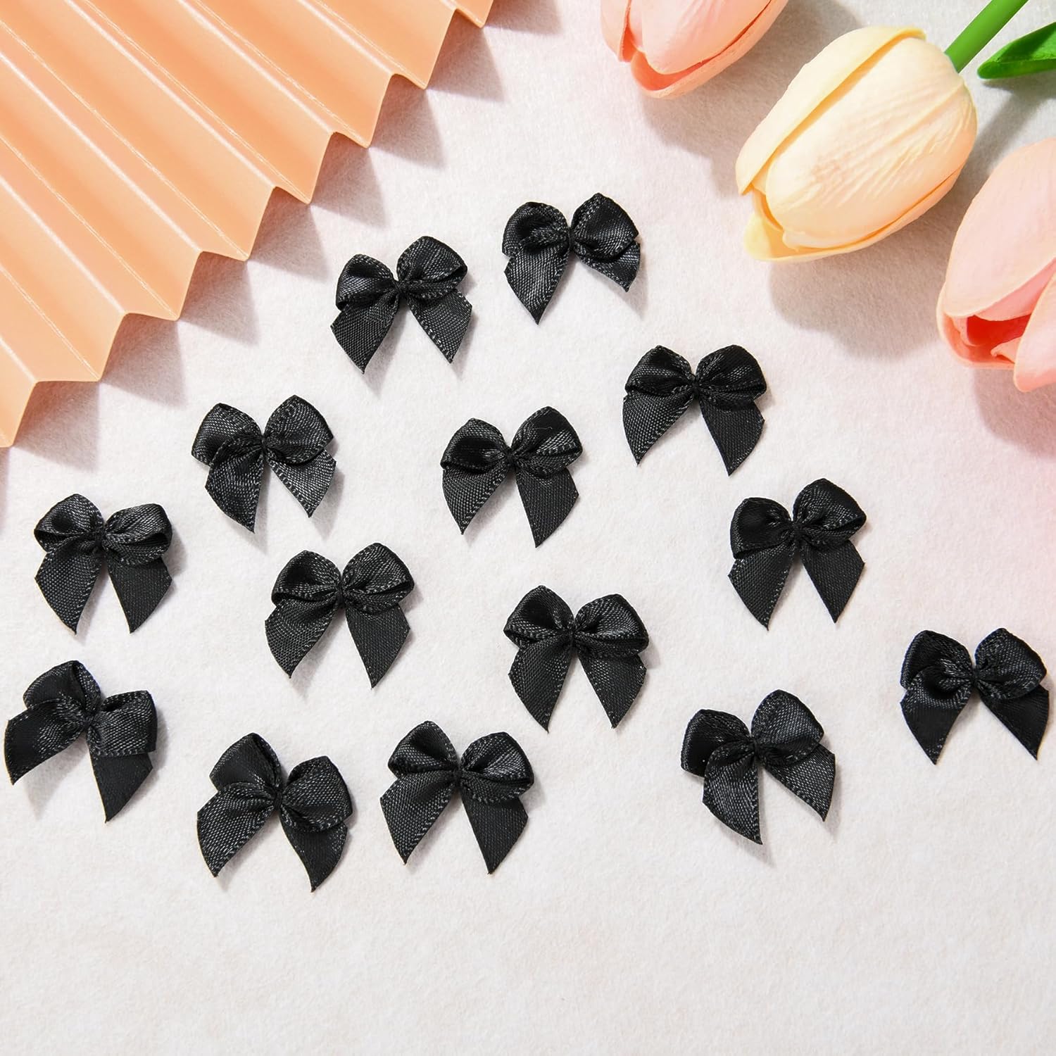 160 Pieces Mini Black Craft Satin Ribbon Bows Christmas Bows for Wedding Birthday Christmas Tree Crafts Home Decoration DIY Making(Black) - Image 5