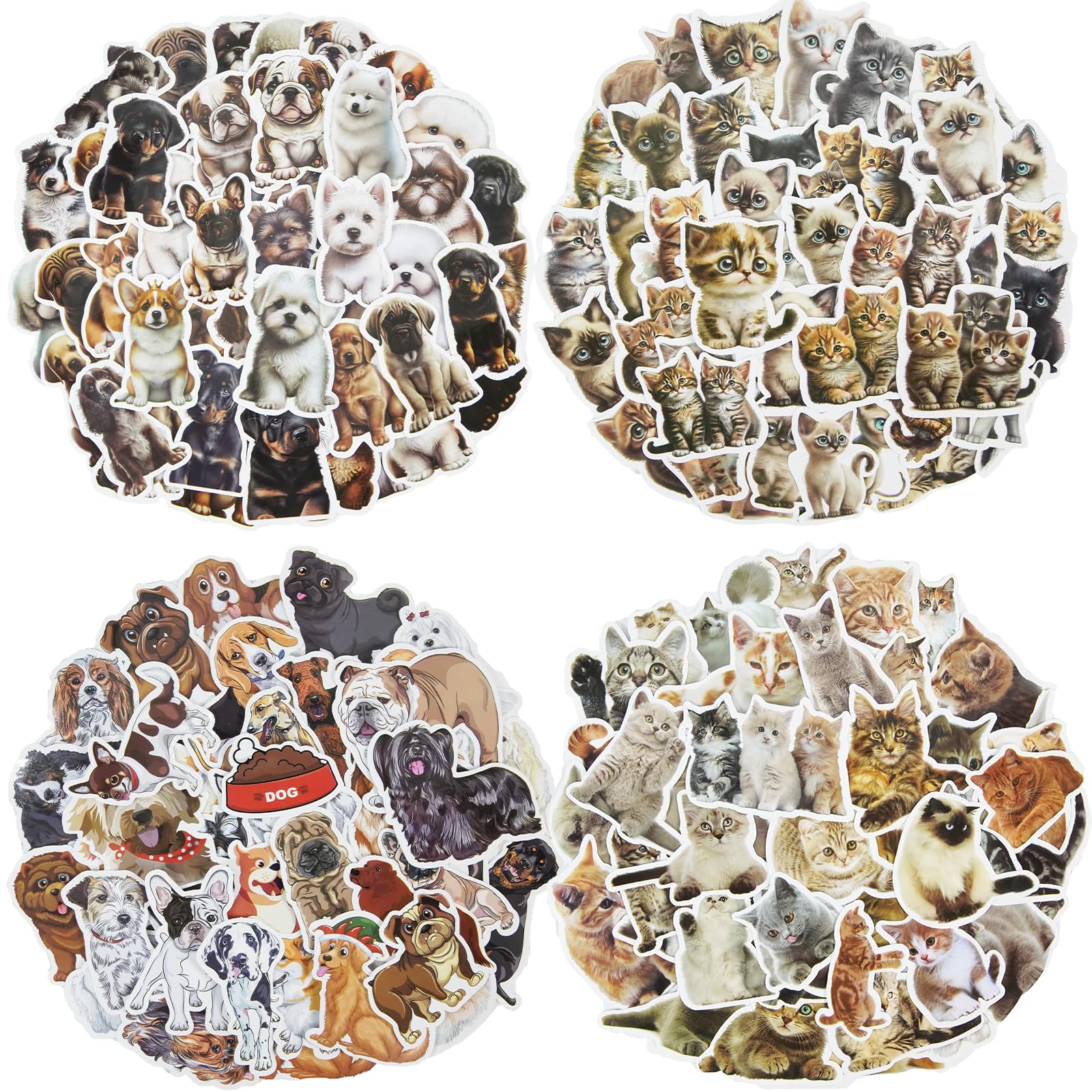 300 Pieces,Pets Stickers for Kids and Adults, Peeking Cats and Dogs Design, for Mobile Phone Laptop, Cup，Water Bottle, Scrapbook，It is Also an