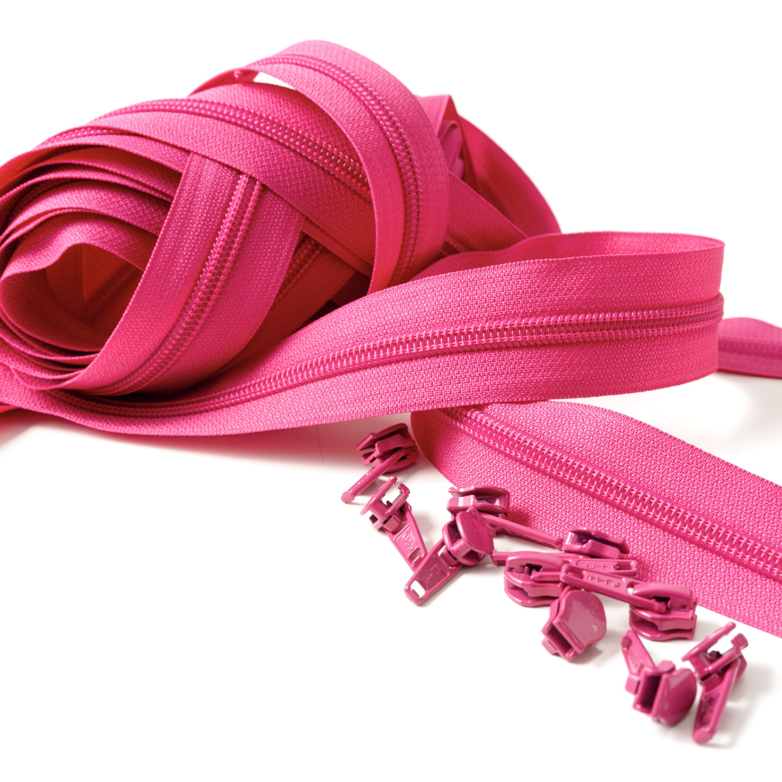IPEA Fuchsia Pink Continuous Chain Zipper 5 Metres Long + 15 Metal Sliders, Made in Italy, Chain Size #5, Nylon Zippers, Zip - Image 4